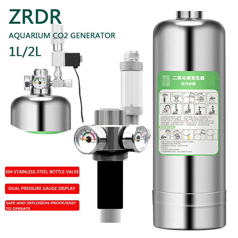 Planted Aquarium Co2 - Generator CO2 Akuarium ZRDR dengan Pengukur